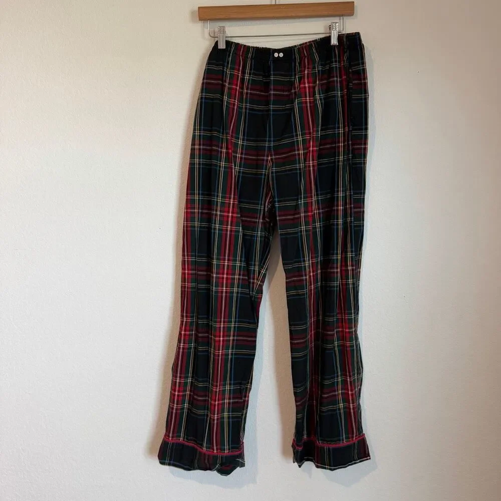 J. Crew Stewart Tartan Cotton Poplin Plaid Pajama Pant Set Women's Size Large